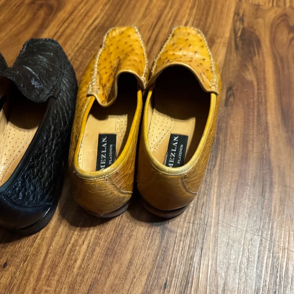Mezlan Exotic Leather Loafers - Brown, Black, and Tan (3 pairs) Sz 8